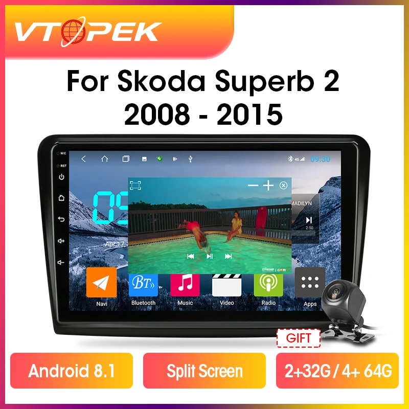 Vtopek 10.1" 4G+WiFi DSP 2din Android Car Radio Multimidia Video Player Navigation GPS For Skoda Superb 2 B6 2008-2015 Head Unit
Vtopek 10.1" 4G+WiFi DSP 2din Android Car Radio Multimidia Video Player Navigation GPS For Skoda Superb 2 B6 2008-2015 Head Unit