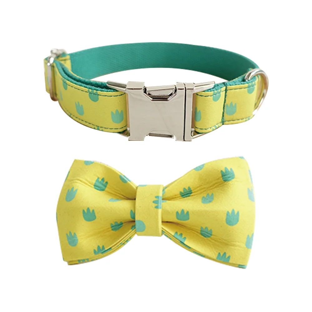 Cute Yellow Printing Dog Collar and Leash Set With Bow Tie with Metal Buttons Deeply loved by Dogs and Cats
Cute Yellow Printing Dog Collar and Leash Set With Bow Tie with Metal Buttons Deeply loved by Dogs and Cats
