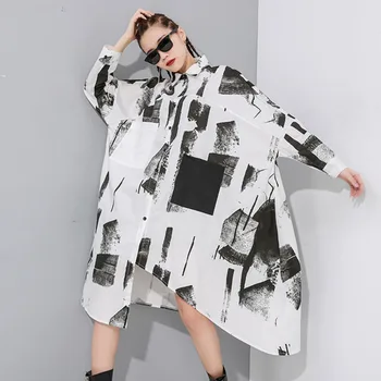 QING MO Black White Women Irregular Blouse 2020 Spring Women Personality Printed Blouse Female Plus Size Loose Blouse ZQY2780 
QING MO Black White Women Irregular Blouse 2020 Spring Women Personality Printed Blouse Female Plus Size Loose Blouse ZQY2780