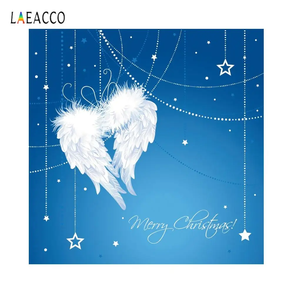 Laeacco Fairytale Angel Wings Stars Blue Photography Backdrop Customized Seamless Photographic Background For Photo Studio | Электроника