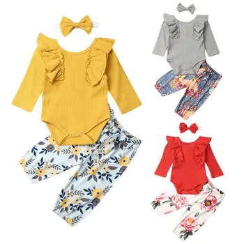 Infant Toddlerm Newborn Baby Girl Clothes Ruffle Long Sleeve Bodysuit Top Floral Pants Leggings Headband Bebes Winter Outfit Set
Infant Toddlerm Newborn Baby Girl Clothes Ruffle Long Sleeve Bodysuit Top Floral Pants Leggings Headband Bebes Winter Outfit Set