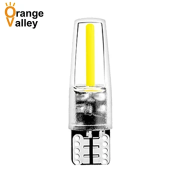 100Pcs Car Light T10 W5W 1 LEDs 194 501 Filament COB Glass Auto reading light Wedge Door Instrument Side Bulb Lamps DC 12V