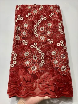 Fashion stone Embroidered African lace fabric high quality red French net laces with stones 5 yards/pcs mesh lace fabric FYIN312
Fashion stone Embroidered African lace fabric high quality red French net laces with stones 5 yards/pcs mesh lace fabric FYIN312