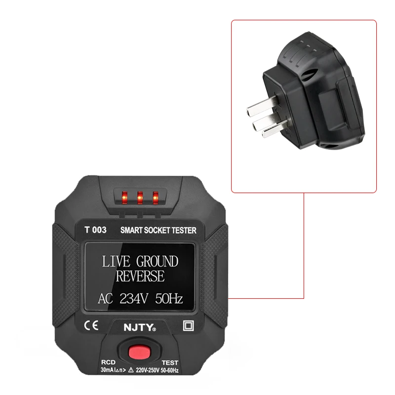 Smart Digital Socket Tester Voltage Test Socket Detector Ground Zero Line RCD NCV Test Socket Outlet Tester Wall Breaker Finder
Smart Digital Socket Tester Voltage Test Socket Detector Ground Zero Line RCD NCV Test Socket Outlet Tester Wall Breaker Finder