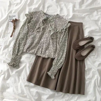 Elegant Fashion Skirt Set Office Lady Flower Casual Long Sleeve Blouse High Waist Solid Loose A-line Skirt Matching Set
Elegant Fashion Skirt Set Office Lady Flower Casual Long Sleeve Blouse High Waist Solid Loose A-line Skirt Matching Set