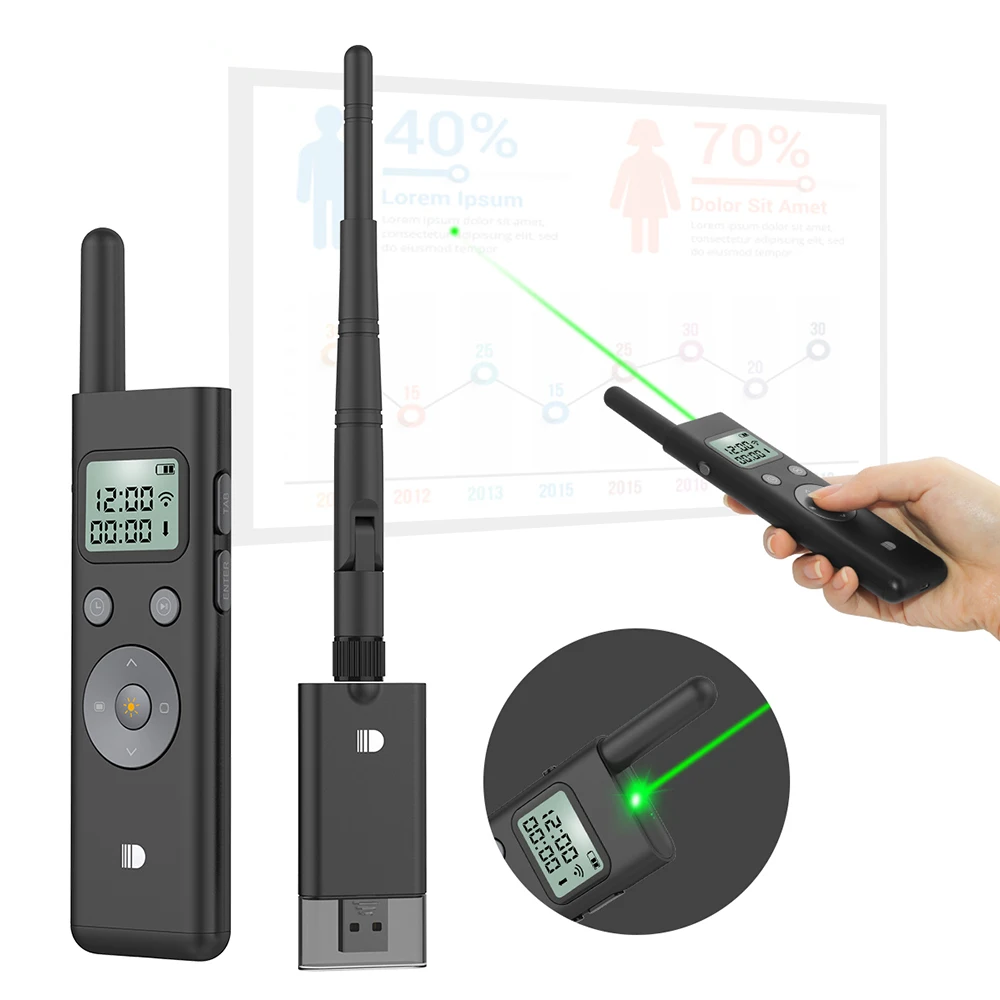 Wireless Presenter Doosl Presentation Remote With Green Vibration Reminder Laser Up To 300M Range For Conference Lecture Speech
Wireless Presenter Doosl Presentation Remote With Green Vibration Reminder Laser Up To 300M Range For Conference Lecture Speech