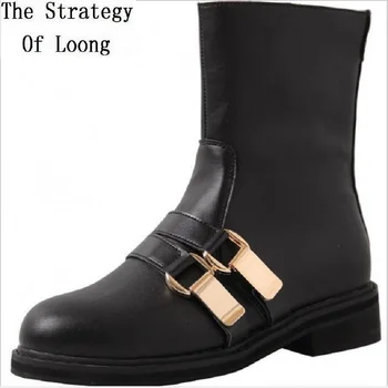 Spring Autumn New Fashion Wild Slim Women Metal Buckle Belt Half Equestrian Boots Winter Ladies Mid-Calf Plush Boots 20200124
Spring Autumn New Fashion Wild Slim Women Metal Buckle Belt Half Equestrian Boots Winter Ladies Mid-Calf Plush Boots 20200124