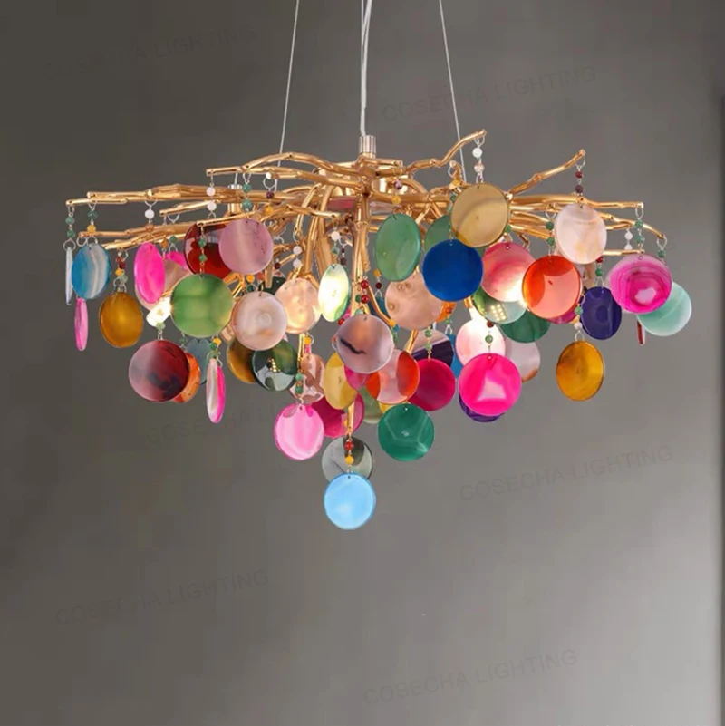 Agate chandelier living room dining room bedroom shop hotel fashion romantic natural color agate chandelier
Agate chandelier living room dining room bedroom shop hotel fashion romantic natural color agate chandelier
