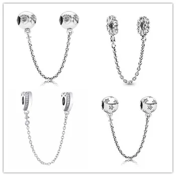 925 Sterling Silver Charm Clear Sparkle Safety Chain Charm Beads Fit Women Pandora Bracelet & Necklace Diy Jewelry
925 Sterling Silver Charm Clear Sparkle Safety Chain Charm Beads Fit Women Pandora Bracelet & Necklace Diy Jewelry