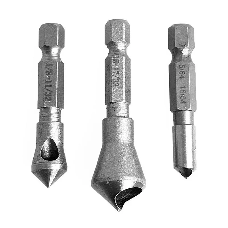 

3Pcs/Set HSS Countersink Deburring Drill Bit Metal Taper Hole Saw Cutter Chamfering Power Drills Hand Tool Bits Cutting