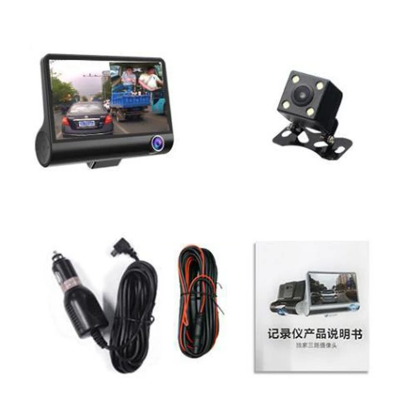 

4 Inches 1080P Car Three Lens Night Vision Driving Recorder Loop Recording Motion Detection Gravity Sensor Reversing Camera