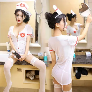 Nightwear Underwear Sexy Nurse Play Cosplay Women's Clothes White Stocking Nurses Clothing Role-playing Three-point Button Set
Nightwear Underwear Sexy Nurse Play Cosplay Women's Clothes White Stocking Nurses Clothing Role-playing Three-point Button Set