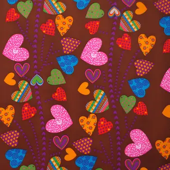 1 yard Polyester/PVC coated Waterproof Fabric for bag,- Colorful Hearts on brown background (width=140cm) 
1 yard Polyester/PVC coated Waterproof Fabric for bag,- Colorful Hearts on brown background (width=140cm)