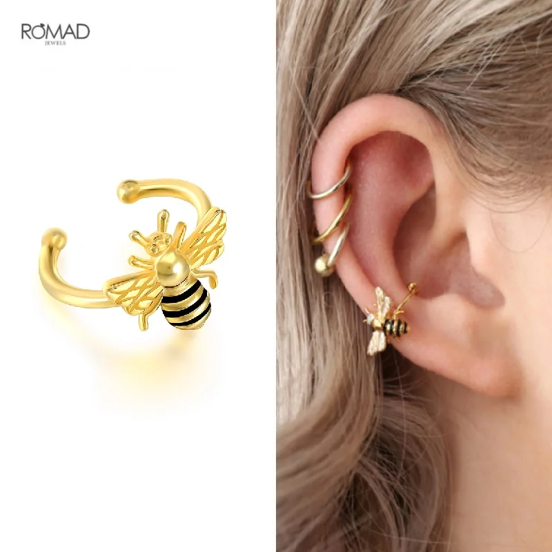 ROMAD Luxurious 3D Bee Non Pierced Carrting Earings C Shape Insect 925 Sterling Silver Clip on Earrings Ear Nose Ring Ear Cuff
ROMAD Luxurious 3D Bee Non Pierced Carrting Earings C Shape Insect 925 Sterling Silver Clip on Earrings Ear Nose Ring Ear Cuff