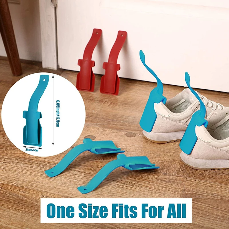 

4pcs Unisex Plastic Lazy Shoe Helpers Portable Shoehorn Sock Shoe Slider Travel Handled Lifting Wearing Helper
