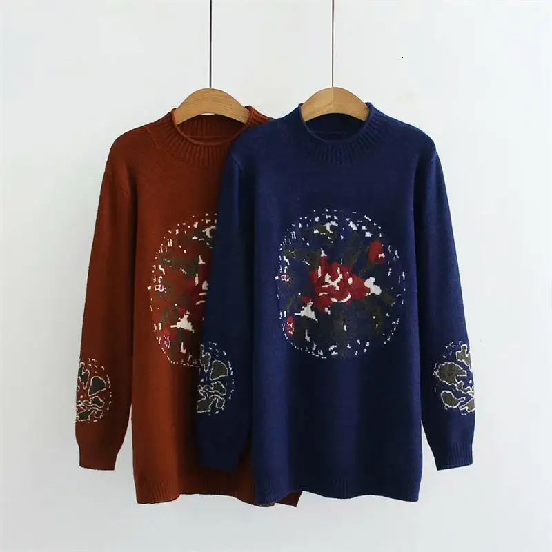 Plus size donkerblauw & Caramel kleur herfst winter vrouwen truien Coltrui Jacquard Gebreide dames trui wol vrouwelijke
Plus size donkerblauw & Caramel kleur herfst winter vrouwen truien Coltrui Jacquard Gebreide dames trui wol vrouwelijke
