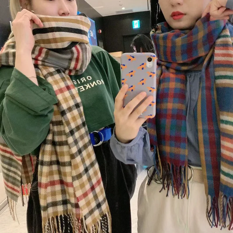 Autumn and Winter Warm Long Tassel Scarf Fashion Color Plaid Double-sided Contrast Color Imitation Cashmere Scarf
Autumn and Winter Warm Long Tassel Scarf Fashion Color Plaid Double-sided Contrast Color Imitation Cashmere Scarf