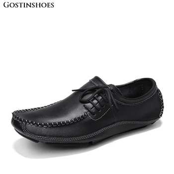 Casual Leather Shoes Men Moccasins Men Loafers Slip-on Summer Pig Split Gostinshoes Cow Leather Handmade Rubber Genuine Leather 
Casual Leather Shoes Men Moccasins Men Loafers Slip-on Summer Pig Split Gostinshoes Cow Leather Handmade Rubber Genuine Leather