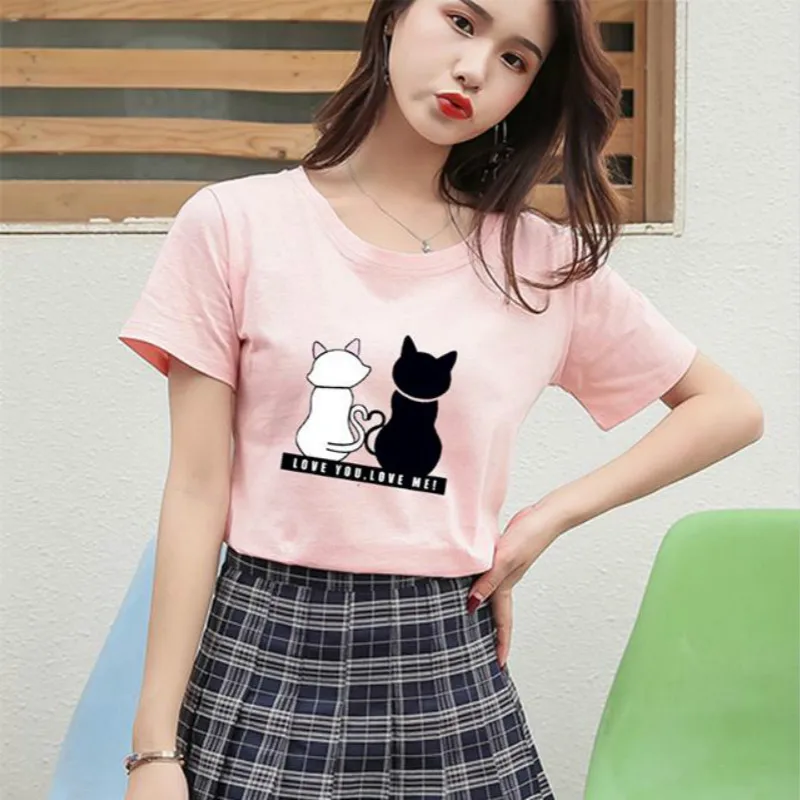 Korean TShirt Women Cute Cartoon Cat Tee Shirt Femme Letter LOVE Short Sleeve T-shirt Student Couple Clothes Top Plus Size
Korean TShirt Women Cute Cartoon Cat Tee Shirt Femme Letter LOVE Short Sleeve T-shirt Student Couple Clothes Top Plus Size