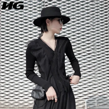 HG Punk Black Slim Was Thin Cardigan Women Sexy V Neck Long Sleeve Irregular Sweater Lace Stitching Knitwear Trend Top ZLL4725
HG Punk Black Slim Was Thin Cardigan Women Sexy V Neck Long Sleeve Irregular Sweater Lace Stitching Knitwear Trend Top ZLL4725