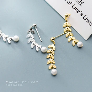 Modian Authentic 925 Sterling Silver Long Tree Branch Leaves Elegant Pearl Drop Dangle Earring for Women OL Style Fine Jewelry
Modian Authentic 925 Sterling Silver Long Tree Branch Leaves Elegant Pearl Drop Dangle Earring for Women OL Style Fine Jewelry