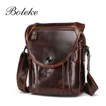 

BOLEKE Business casual leather oblique bag men first layer cowhide horizontal bag male bag mad horse leather shoulder bag