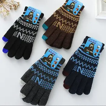 Mens Winter Knitted Magic Touchscreen Full Finger Gloves Checkered Wavy Stripes Jacquard Outdoor Cycling Sports Warm Mittens 
Mens Winter Knitted Magic Touchscreen Full Finger Gloves Checkered Wavy Stripes Jacquard Outdoor Cycling Sports Warm Mittens