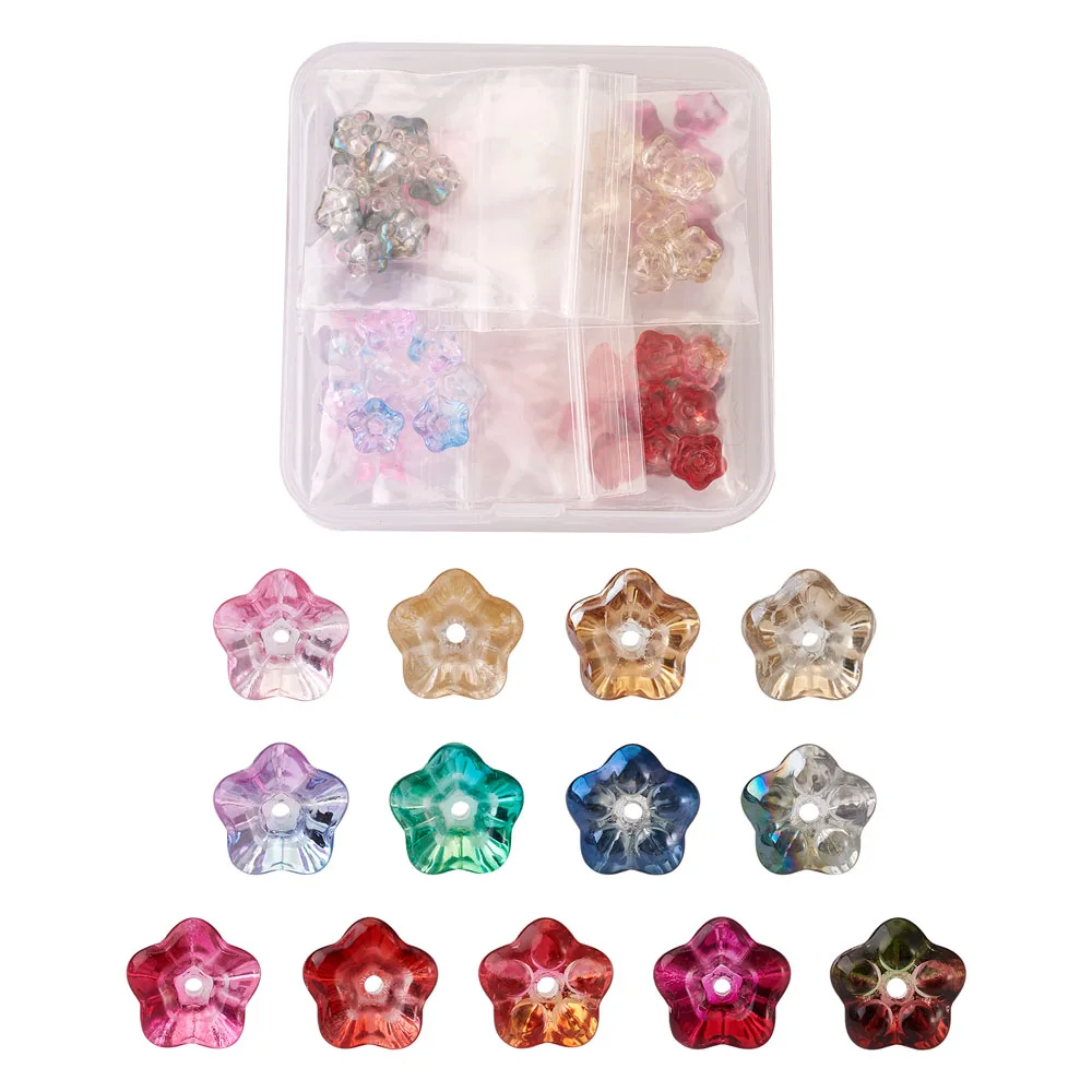 130pcs/box Colorful Trumpet Flower Glass Loose Spacer Charm Beads for Earrings Bracelet Jewelry Making DIY
130pcs/box Colorful Trumpet Flower Glass Loose Spacer Charm Beads for Earrings Bracelet Jewelry Making DIY