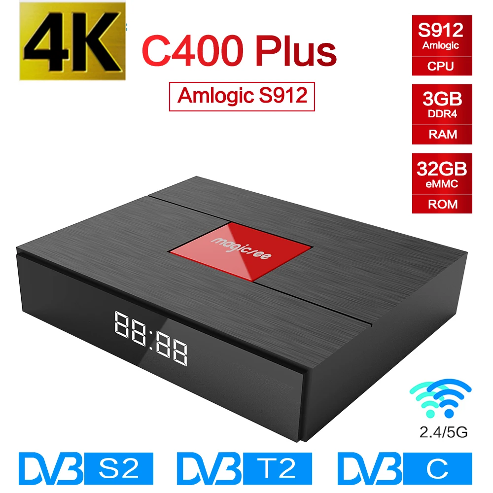 C400 Plus Magicsee Hybird Smart TV Box Android 7.1 S2 + T2 + C Amlogic S912 3GB RAM 32GB ROM 4K Set-top Box HDMI Media Player
C400 Plus Magicsee Hybird Smart TV Box Android 7.1 S2 + T2 + C Amlogic S912 3GB RAM 32GB ROM 4K Set-top Box HDMI Media Player