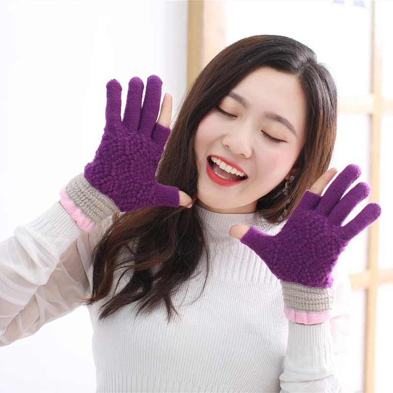 Лидер продаж вязаные перчатки для женщин и мужчин толстые теплые зимние митенки