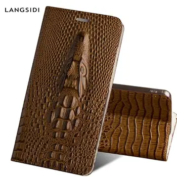 

LANGSIDI Case For iPhone 7plus 6 8 XS XSMax XR Case Genuine Leather Wallet Flip Cover 3D Luxury Silicone Original Holster Cow