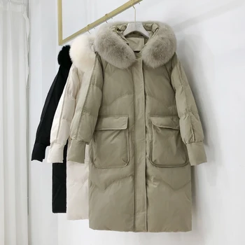 Long season sale down jacket whom 2020 new thickening han edition loose white duck down winter coat 
Long season sale down jacket whom 2020 new thickening han edition loose white duck down winter coat