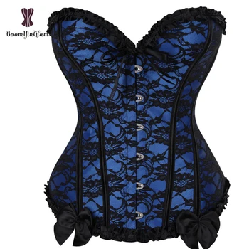 Blue Women's Overbust Corset Floral Plus Size Bustier Halloween Sexy Lace Up Boned Bodyshaper Tops 805# 
Blue Women's Overbust Corset Floral Plus Size Bustier Halloween Sexy Lace Up Boned Bodyshaper Tops 805#
