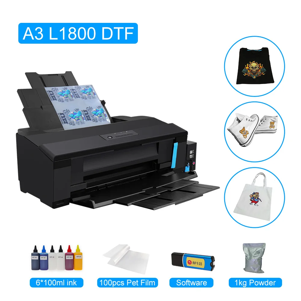 A3 DTF Printer Epson L1800 DTF Heat Transfer PET Film Converted Printer Direct Transfer Film DTF A3 T shirt Printing Machine
A3 DTF Printer Epson L1800 DTF Heat Transfer PET Film Converted Printer Direct Transfer Film DTF A3 T shirt Printing Machine