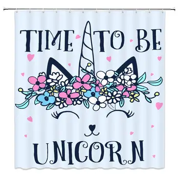 Unicorn Shower Curtain, Cute Pink Magic Head Floral Colorful Flower Heart Shape Cartoon for Kids and Girls Bathroom Decoration
Unicorn Shower Curtain, Cute Pink Magic Head Floral Colorful Flower Heart Shape Cartoon for Kids and Girls Bathroom Decoration