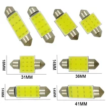 

1PC C5W C10W LED COB Festoon 31mm 36mm 39mm 41mm 12V White Bulbs For cars License plate Interior Reading Light 6500K 12SMD