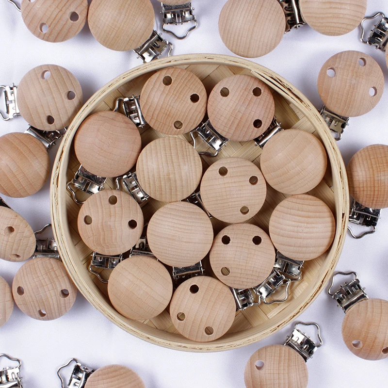 10 sztuk drewnianych smoczek klipów bukowych - Chewable ząbkowanie - DIY Dummy klipy - łańcuszki gryzak dla dziecka - Wianko - 5