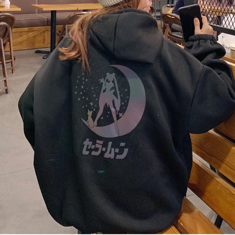 Fall/Winter 2020 Fashion Reflective Ladies Oversized Casual Hoodie Sailor Moon Drop Shoulder Sweatshirt Big Pocket Top
Fall/Winter 2020 Fashion Reflective Ladies Oversized Casual Hoodie Sailor Moon Drop Shoulder Sweatshirt Big Pocket Top