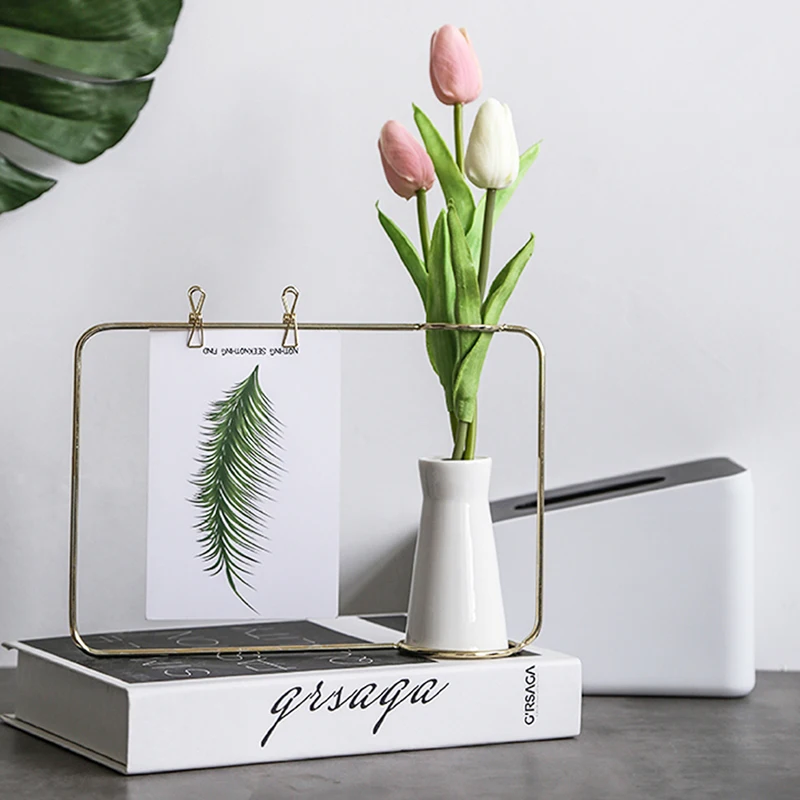 Nordic Style Metal Picture Frame with Ceramics flower Vase for Home Office Desktop Decorative Home Dried Flower Pot Stand
Nordic Style Metal Picture Frame with Ceramics flower Vase for Home Office Desktop Decorative Home Dried Flower Pot Stand