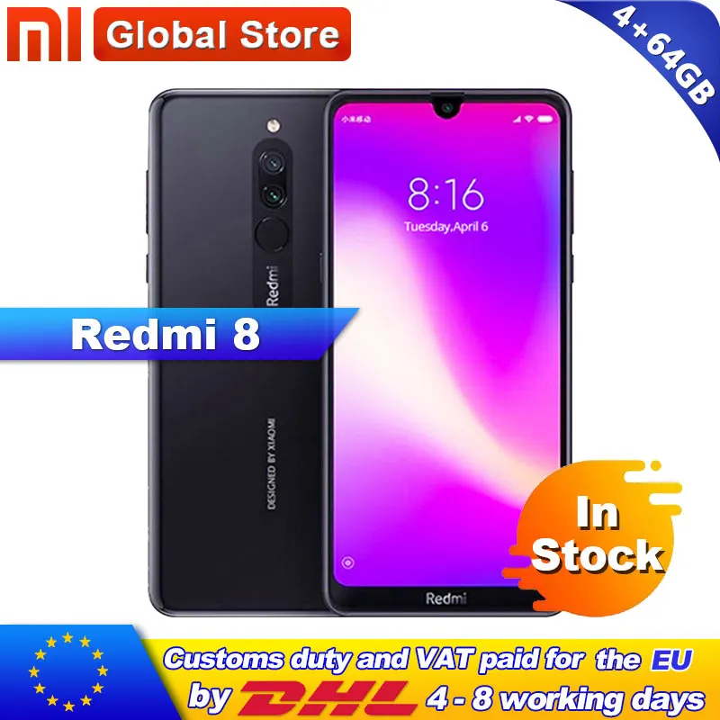 In Stock ! Global ROM Xiaomi Redmi 8 4GB 64GB Smartphone Snapdragon 439 Octa Core 12MP Dual Camera 6.22" 5000mAh Battery
In Stock ! Global ROM Xiaomi Redmi 8 4GB 64GB Smartphone Snapdragon 439 Octa Core 12MP Dual Camera 6.22" 5000mAh Battery