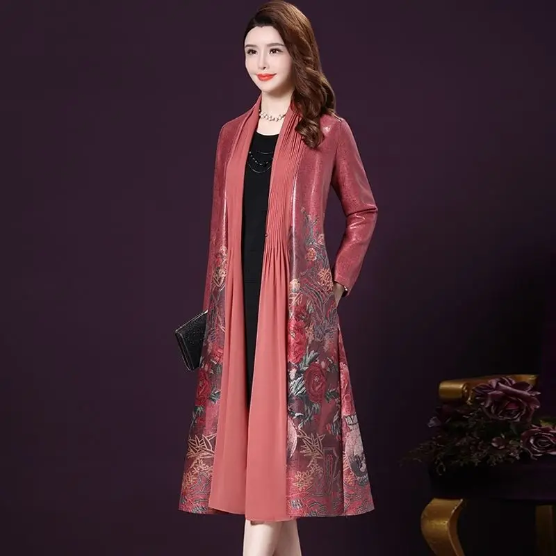 Spring Fall Vintage 4xl Red Grey Floral Pattern Patchwork Cardigan Trench Coat for Women , Womens Long Windbreaker Coats
Spring Fall Vintage 4xl Red Grey Floral Pattern Patchwork Cardigan Trench Coat for Women , Womens Long Windbreaker Coats