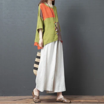 COIGARSAM Fashion Patchwork blouse women New Summer Loose blusas womens tops and blouses Ga Color White Green Coat 6038
COIGARSAM Fashion Patchwork blouse women New Summer Loose blusas womens tops and blouses Ga Color White Green Coat 6038