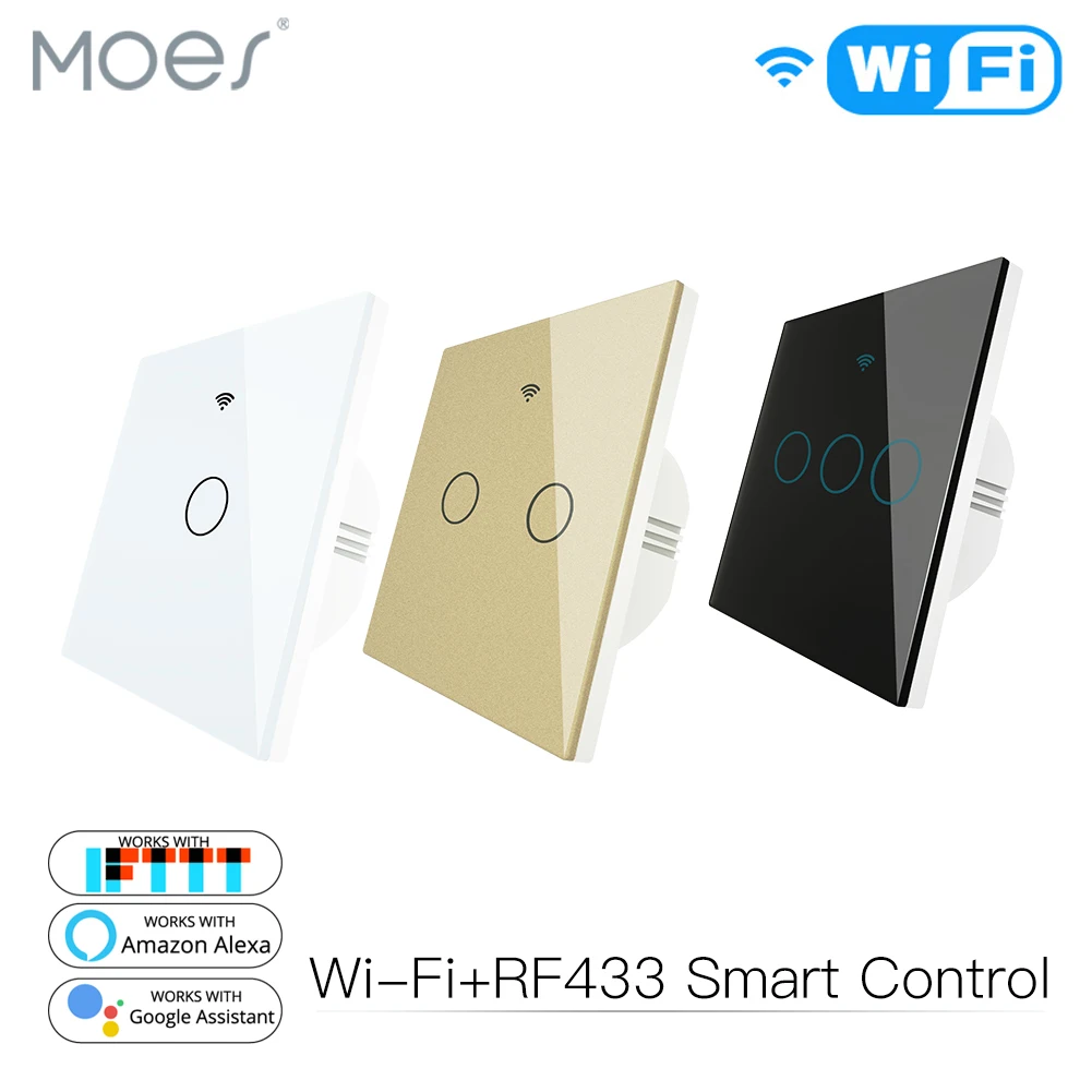 WiFi Smart Switch RF433 Remote Control Glass Panel Light Switch Smart Life Tuya Works With Alexa Echo Google Home 1/2/3 Gang
WiFi Smart Switch RF433 Remote Control Glass Panel Light Switch Smart Life Tuya Works With Alexa Echo Google Home 1/2/3 Gang