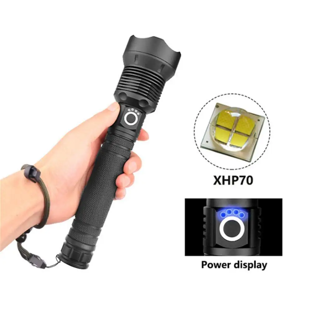 200000LM XHP70 LED Flashlight Rechargeable Telescopic Zoom Waterproof Camping Flashlight
200000LM XHP70 LED Flashlight Rechargeable Telescopic Zoom Waterproof Camping Flashlight