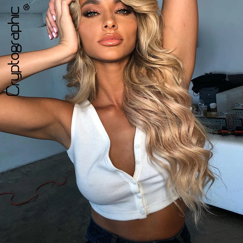 Cryptographic Button White Knitted Sexy V-Neck Tanks Crop Tops Female Summer Sleeveless Vest Top Cropped Streetwear Basic
Cryptographic Button White Knitted Sexy V-Neck Tanks Crop Tops Female Summer Sleeveless Vest Top Cropped Streetwear Basic