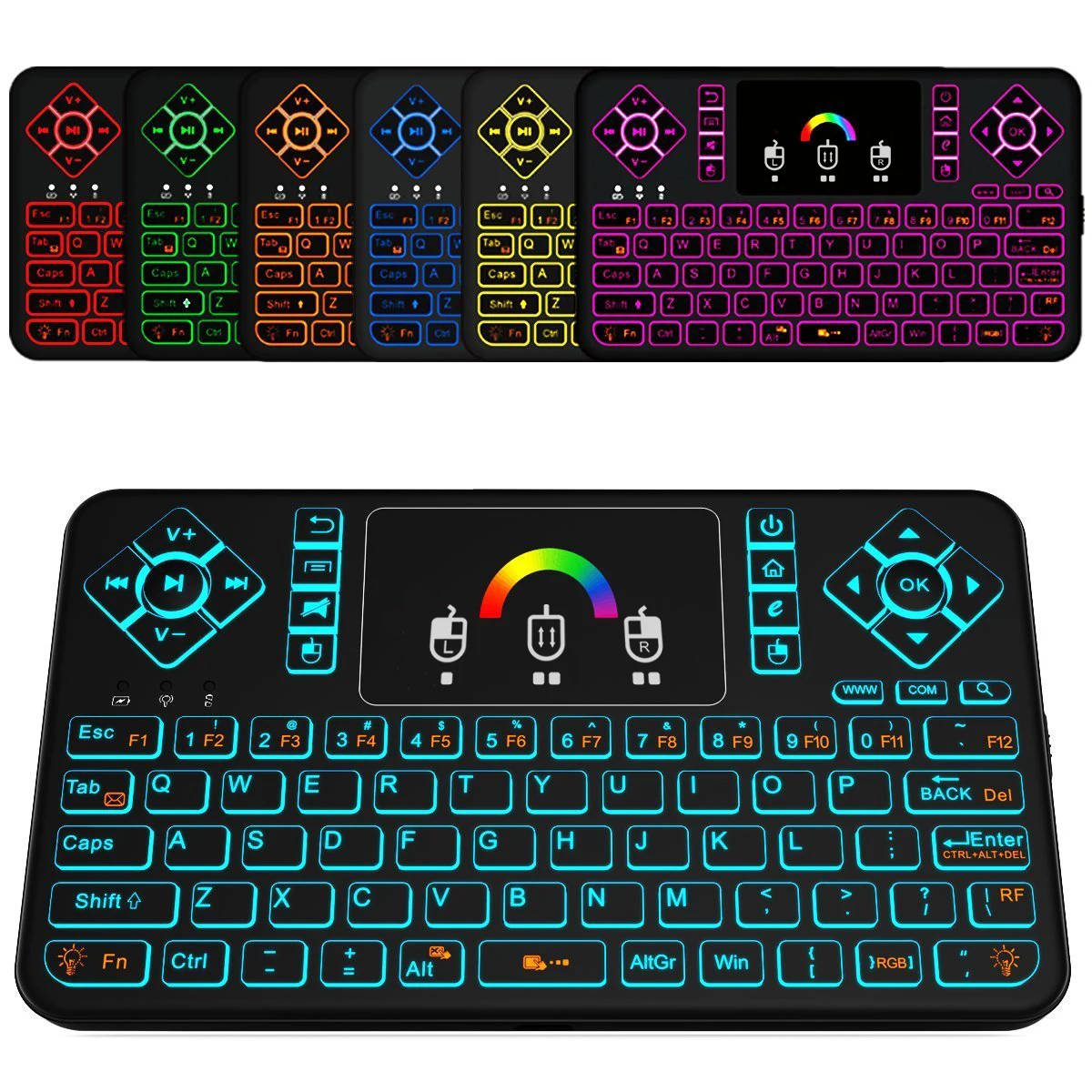 Seven Colurful Backlight Touchpad 2.4GHz Mini Wireless Keyboard for Android TV Box Computer TV Projectors More
Seven Colurful Backlight Touchpad 2.4GHz Mini Wireless Keyboard for Android TV Box Computer TV Projectors More