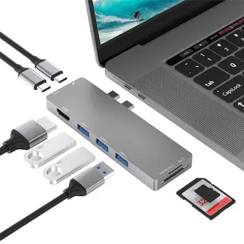 Dual Type-c HUB For Computer 8-in-1 Latest USB3.1 Type-C Interface Data Transmission High Rate Can Reach USB 3.1 10Gbps
Dual Type-c HUB For Computer 8-in-1 Latest USB3.1 Type-C Interface Data Transmission High Rate Can Reach USB 3.1 10Gbps