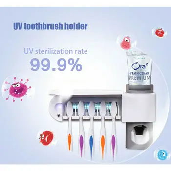 3 in 1 UV Light Toothbrush Holder Sanitizer Automatic Toothpaste Dispenser New 
3 in 1 UV Light Toothbrush Holder Sanitizer Automatic Toothpaste Dispenser New