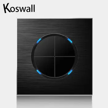 Luxurious 4 Gang 2 Way Random Click On / Off Pass Through Wall Light Switch Switched LED Indicator Black Aluminum Frame
Luxurious 4 Gang 2 Way Random Click On / Off Pass Through Wall Light Switch Switched LED Indicator Black Aluminum Frame