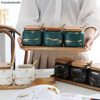Marble Pattern Ceramic Kitchen Seasoning Tank Set Wooden Cover Sugar Salt Storage Tank Salt Shaker Spice Jar Kitchen Accessories
Marble Pattern Ceramic Kitchen Seasoning Tank Set Wooden Cover Sugar Salt Storage Tank Salt Shaker Spice Jar Kitchen Accessories